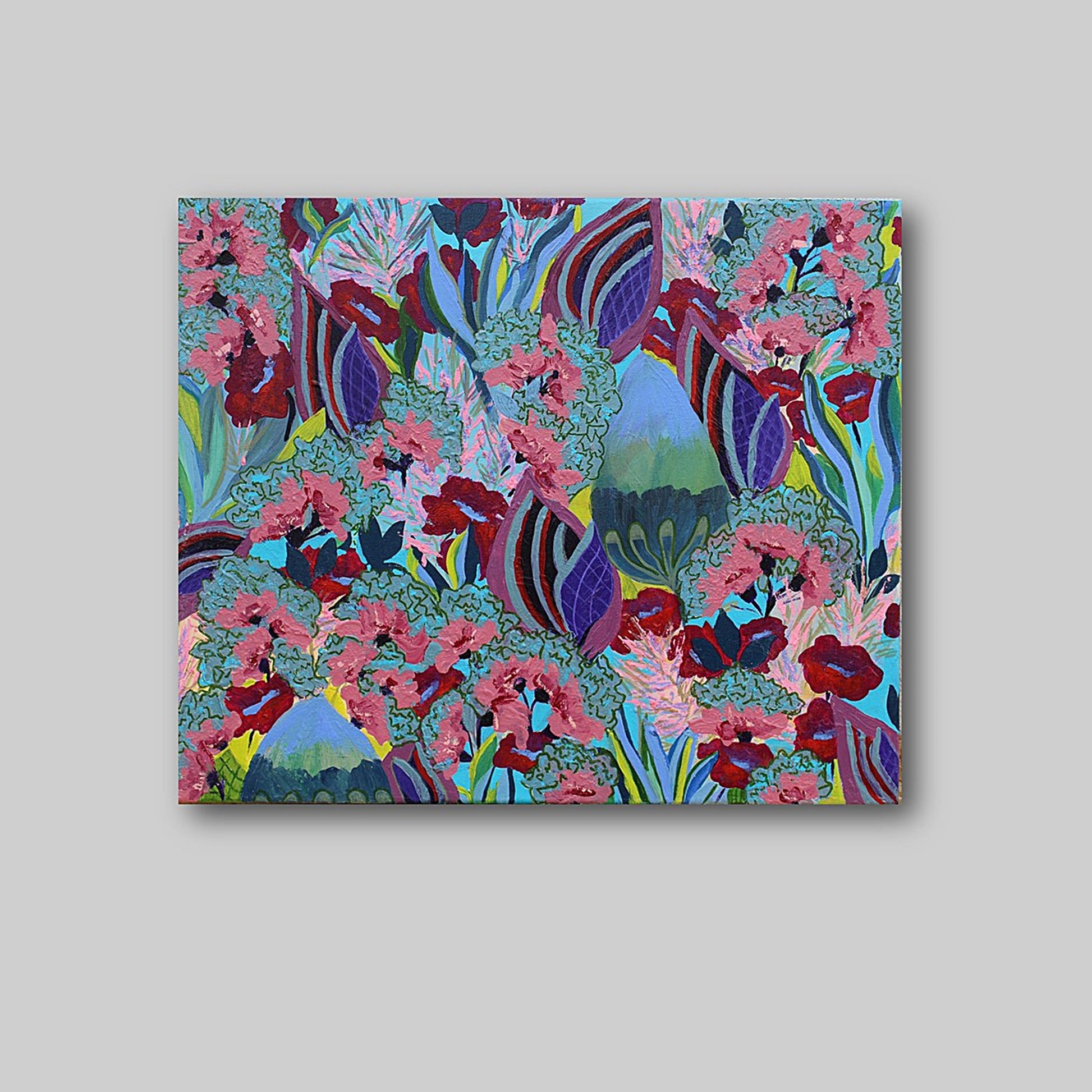 fantasy garden, original floral painting, flowers paintings