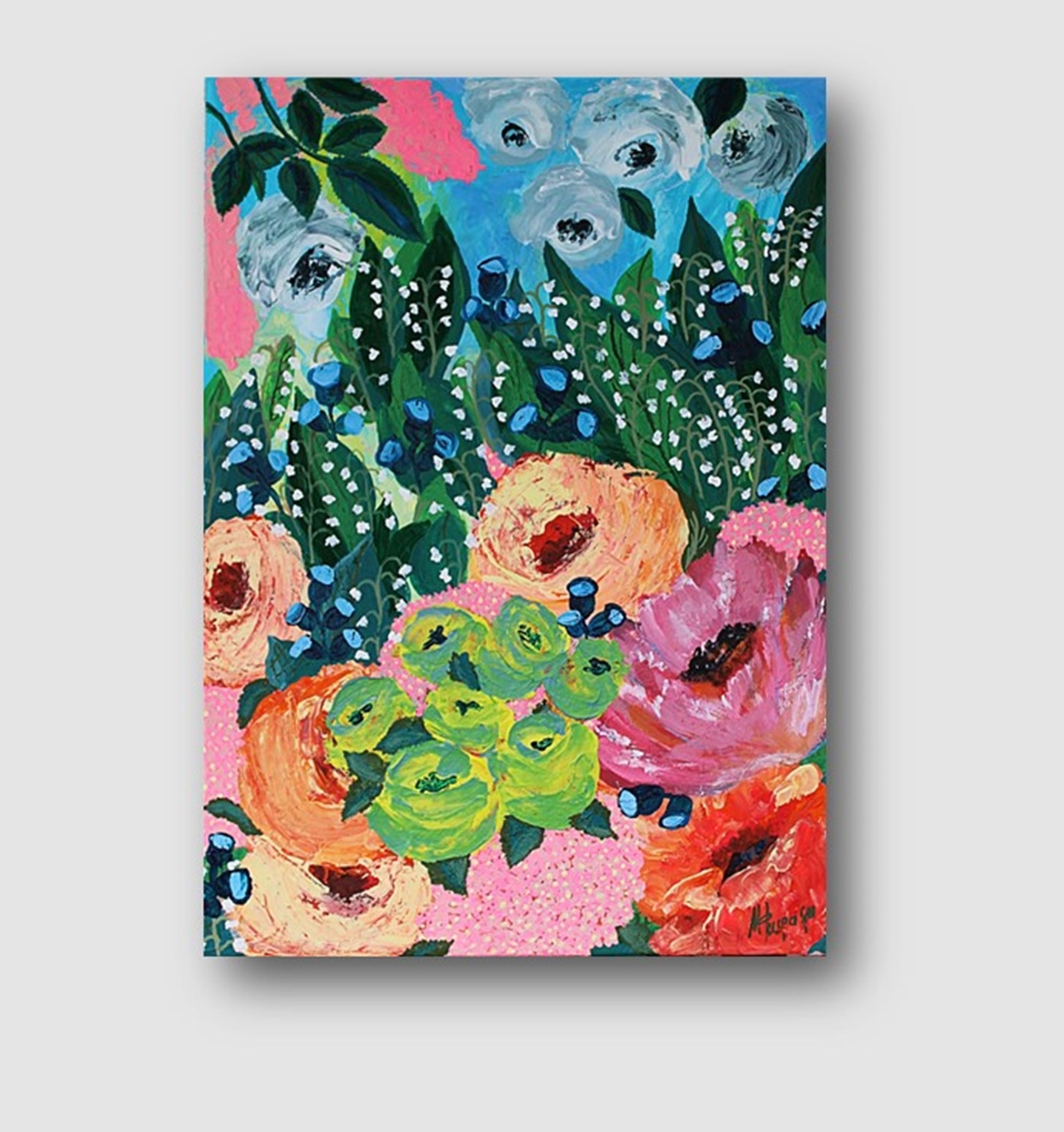 original floral painting on canvas, flowers