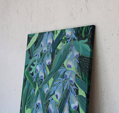 floral painting, wild olives, green lives, italian style design