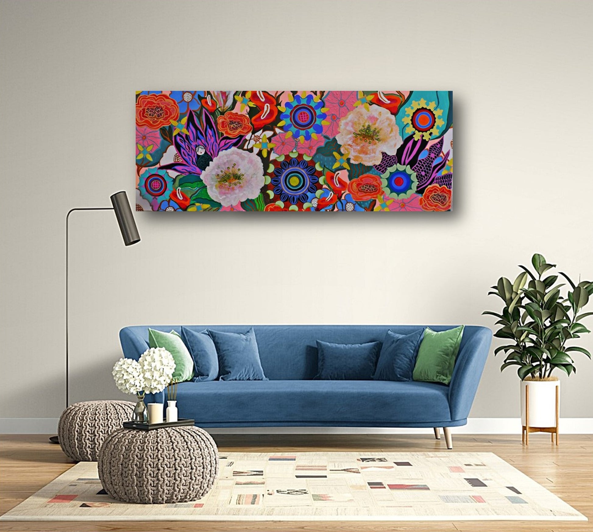 Floral painting | MATRIOSKA IN GARDEN | Abstract large original painting