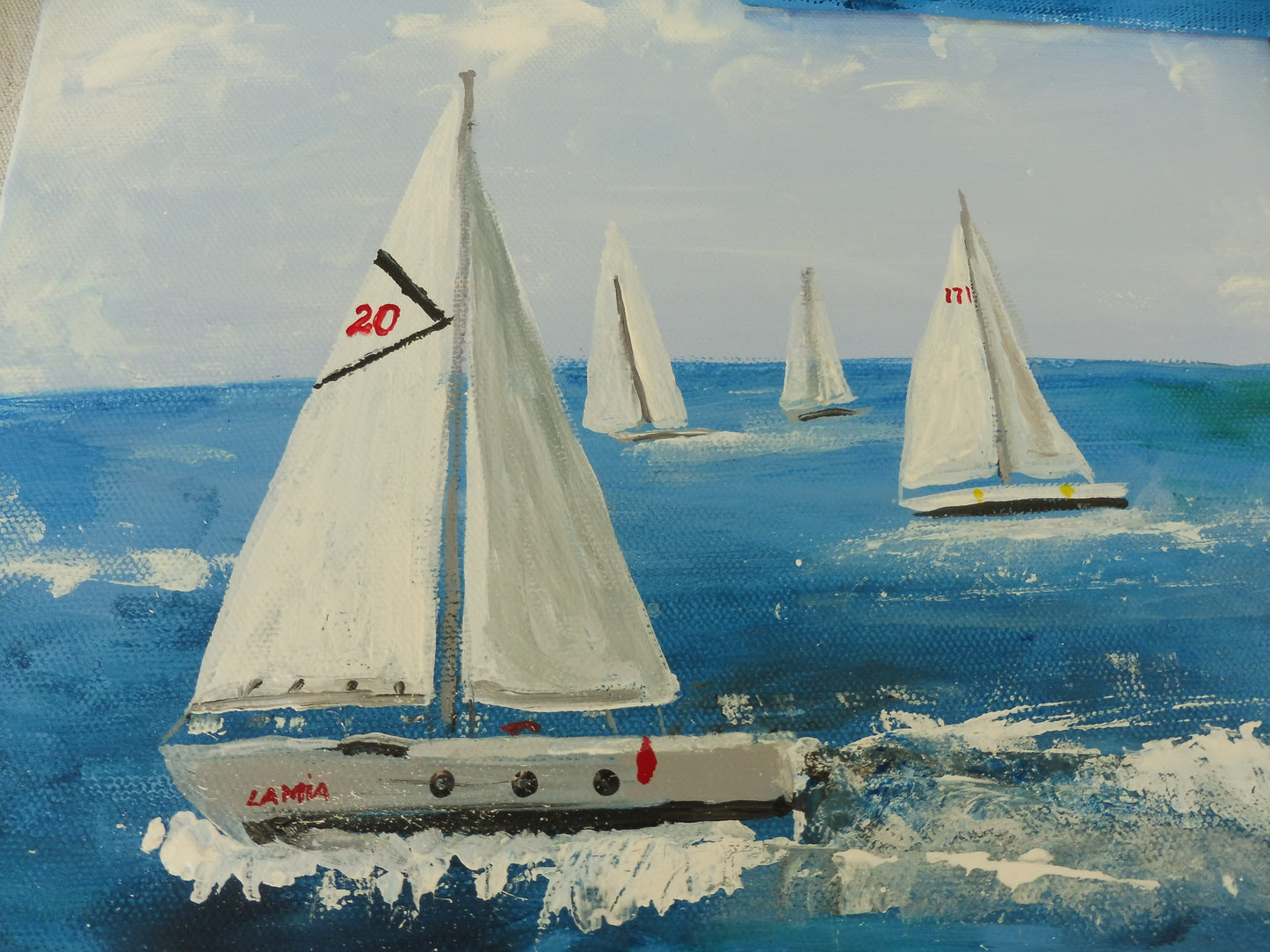 close up details of sailboats 