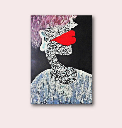 red lips portrait painting