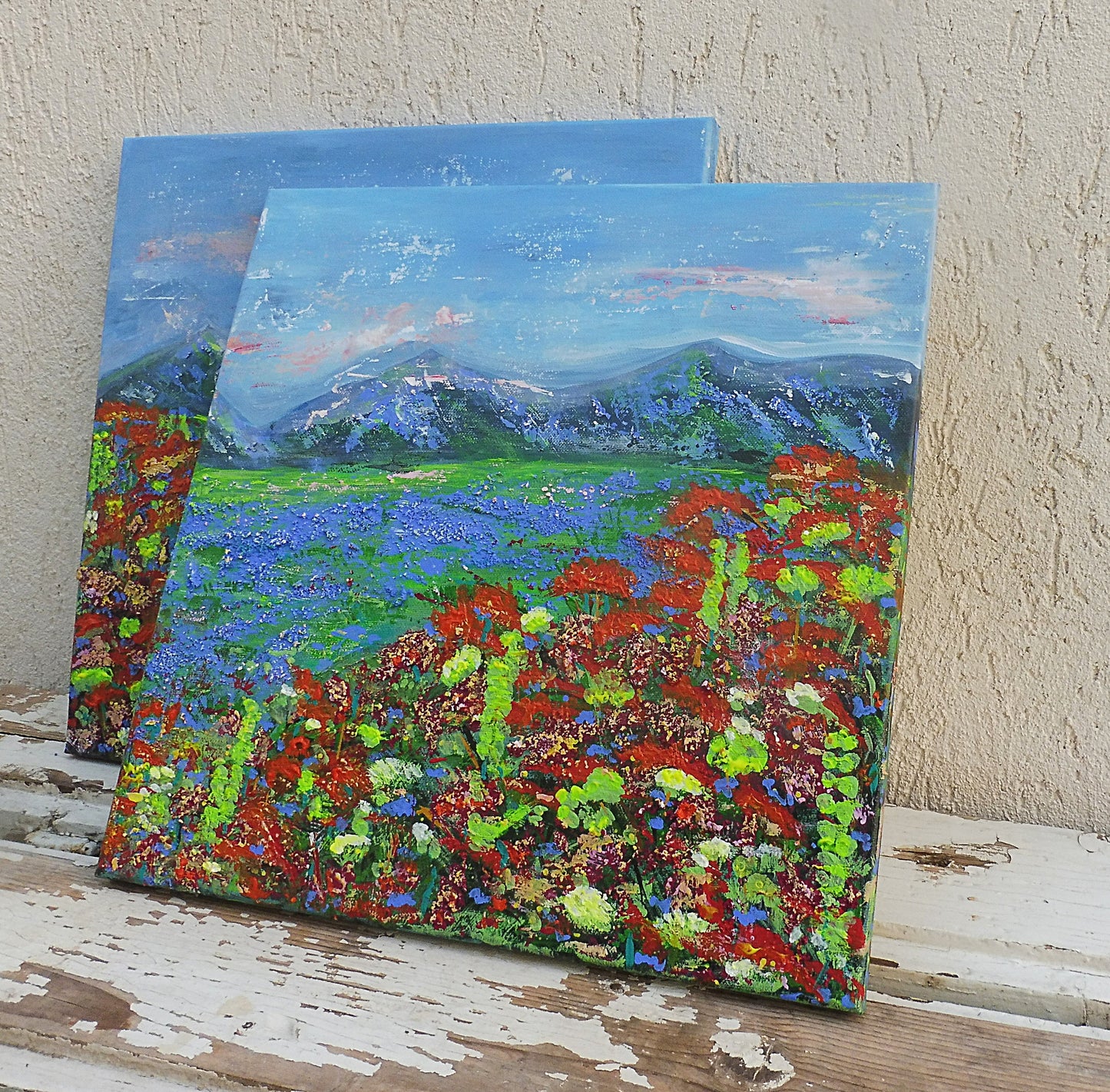 lanscapes collectors | wild flowers painting | mountains | sky painting