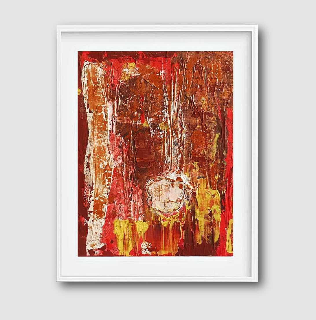 red abstract painting | framed abstract painting