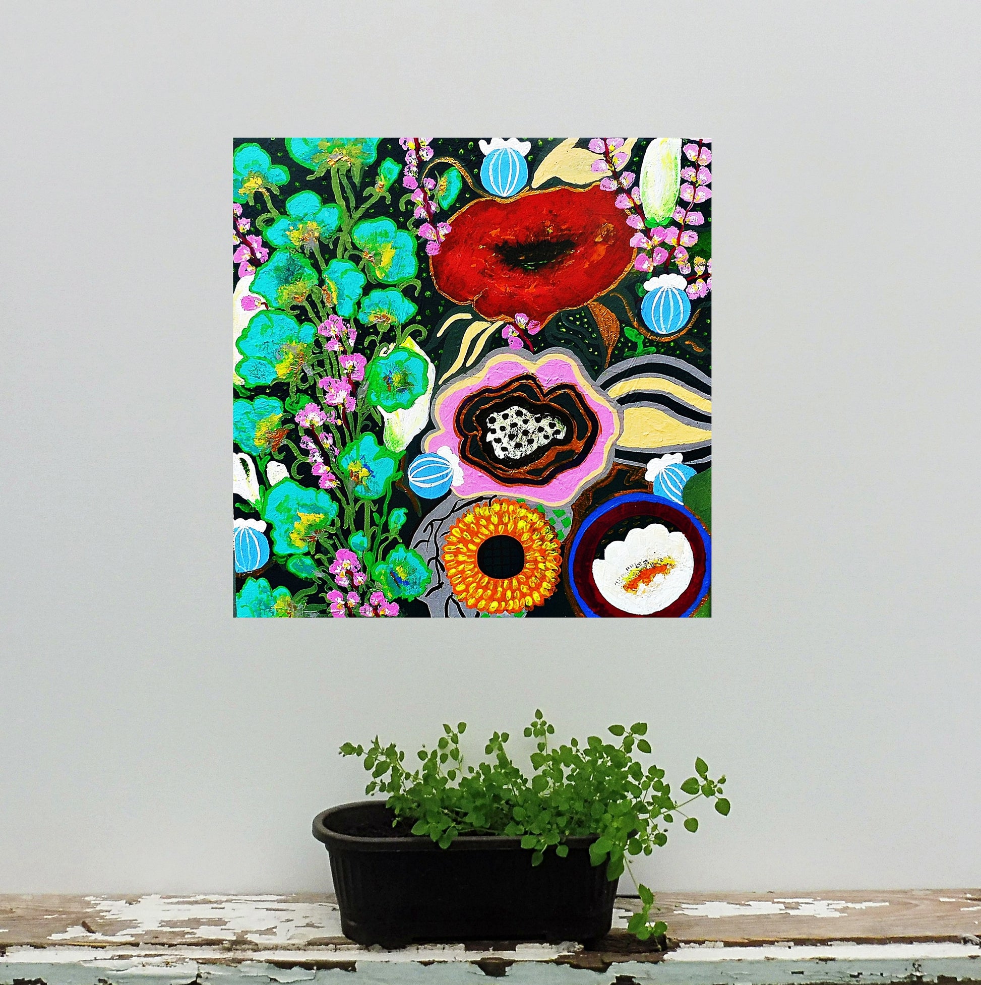 interior decor with floral painting