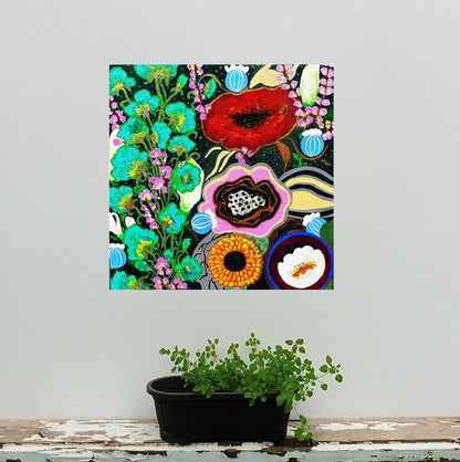 interior decor with floral painting