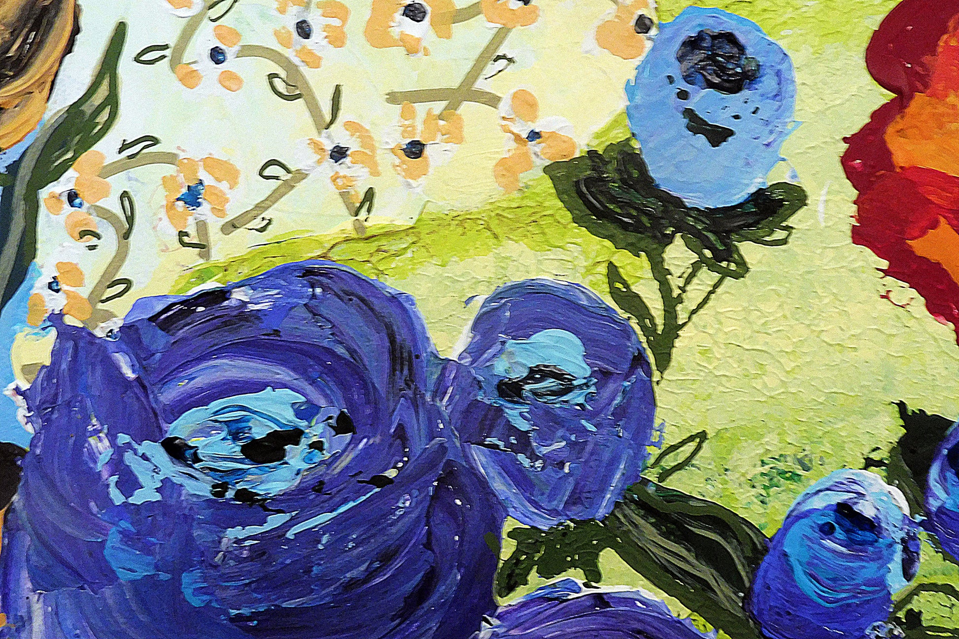 blue flowers paintings | bloom roses