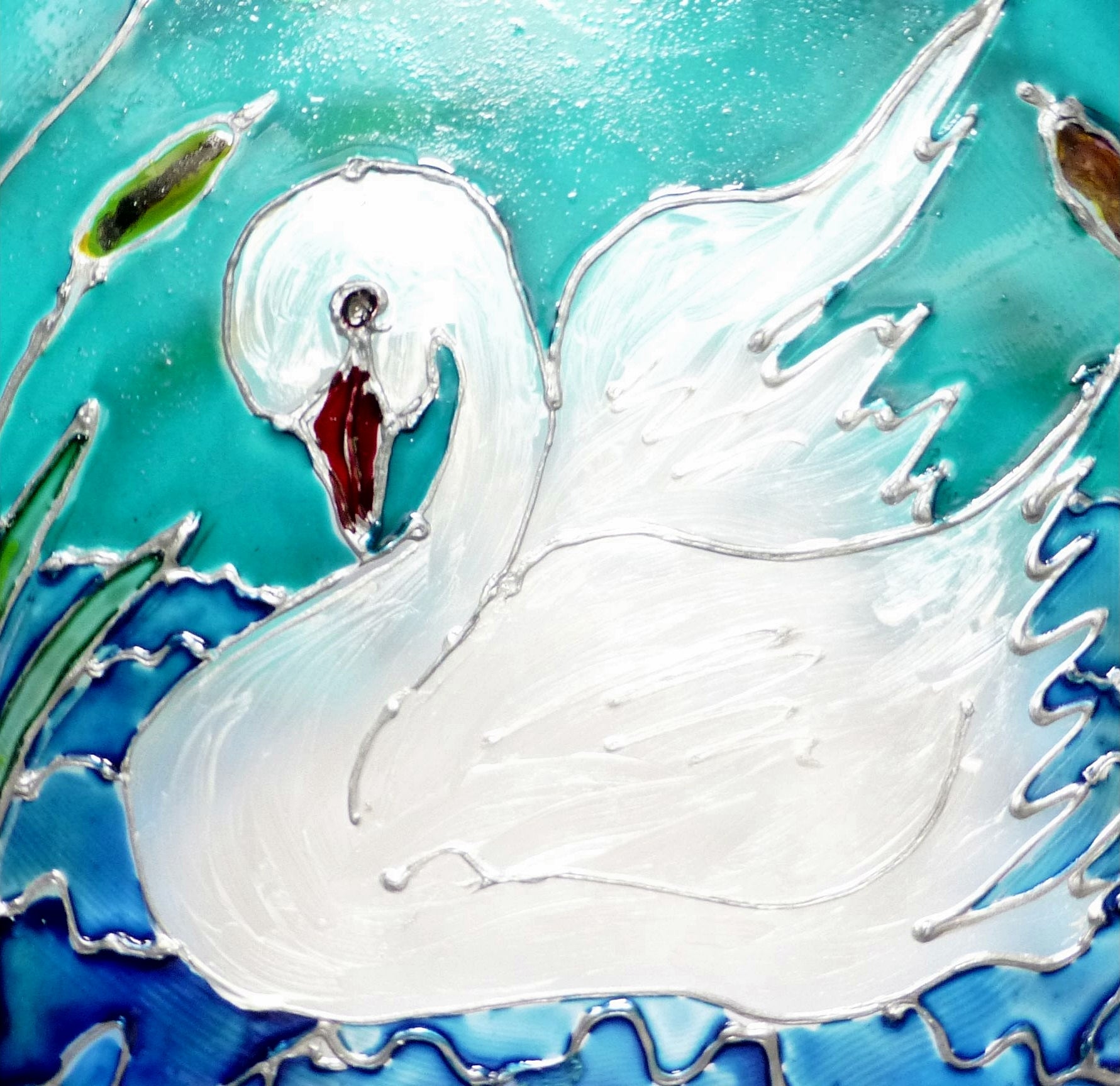 painted white swan