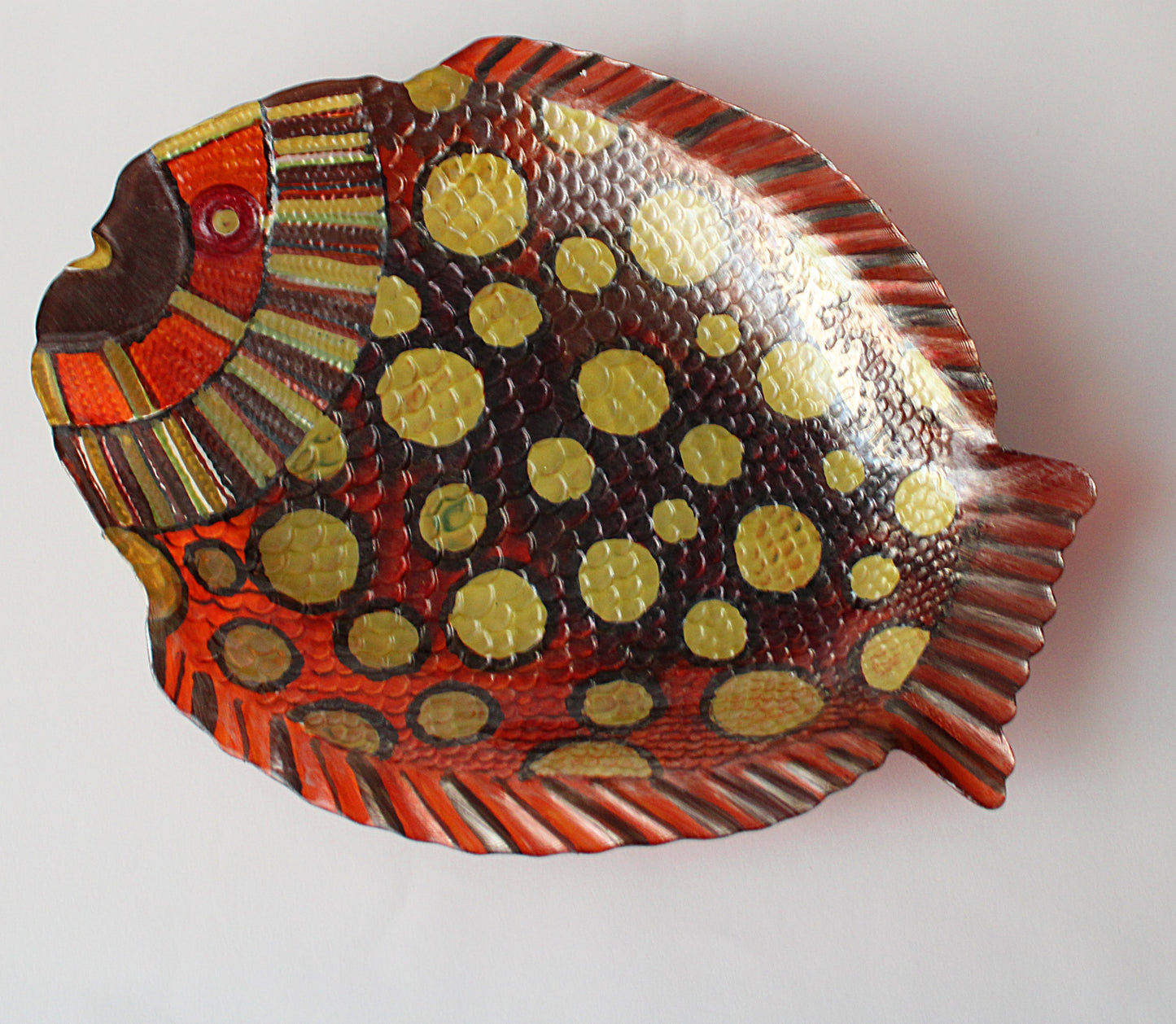 Painted fish plater | orange fish plate | painted fish plate | decorative plate on stand | fish nautical decor | fish coastal decor | painted fish glass plate