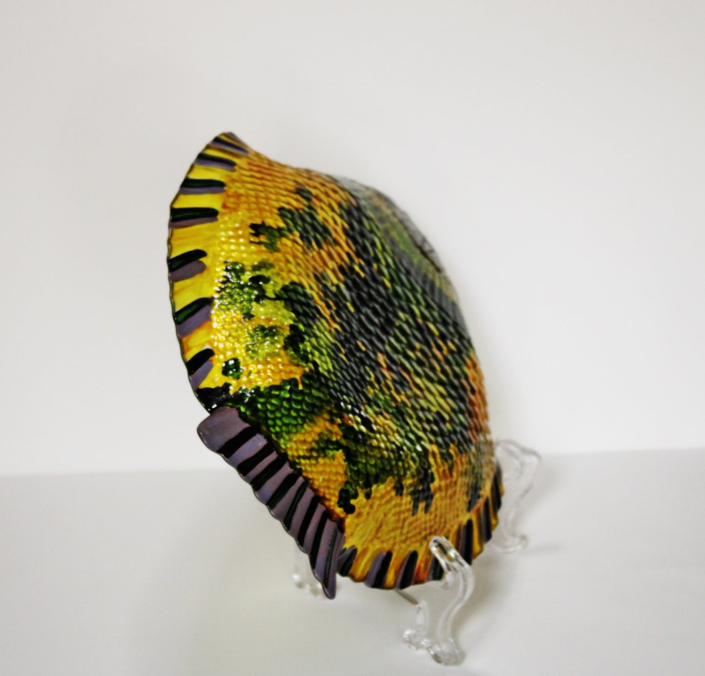 painted fish plate | entry table decor | painted glass fish | decorative fish plate | yellow fish