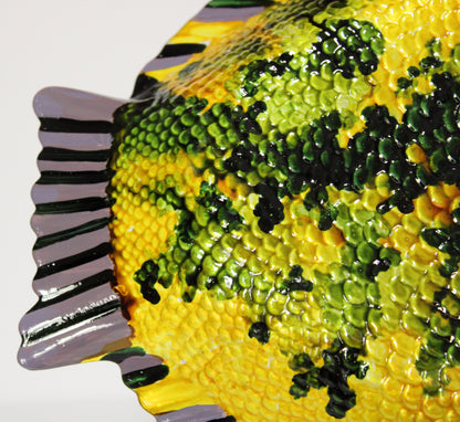 hand painted glass | fish plate | yellow fish