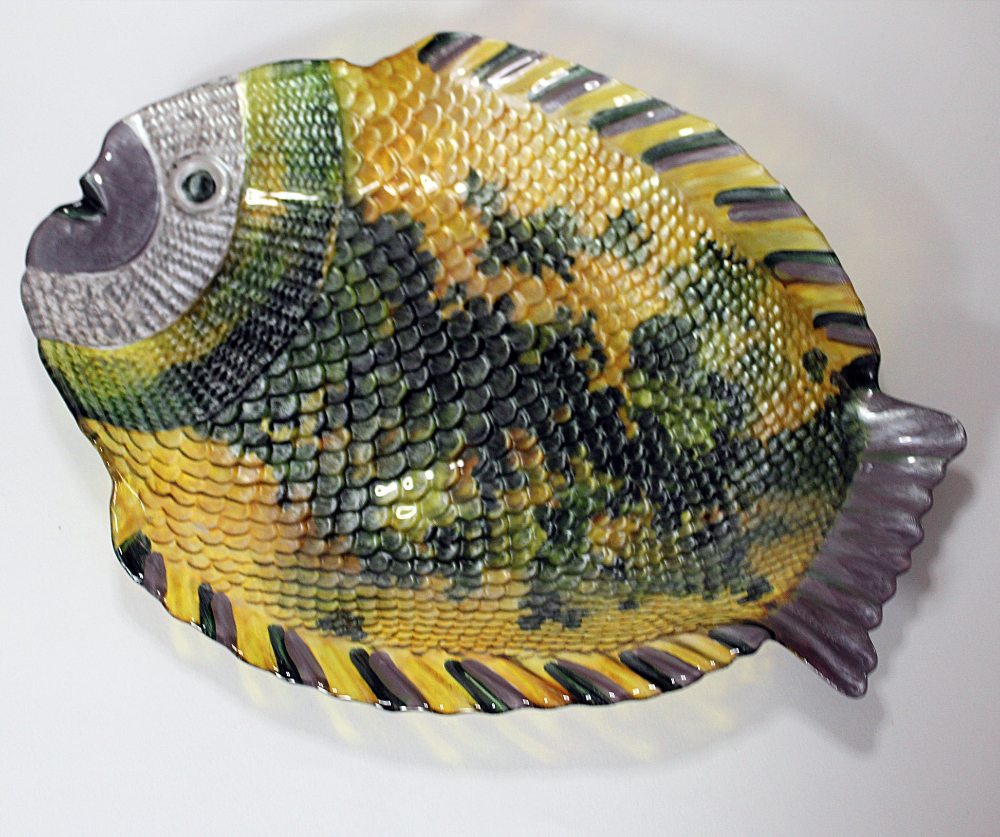 painted fish plate | entry table decor | painted glass fish | fish plater