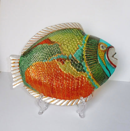 painted fish plates | decorative plates | fish plates on stand | painted fish plate gift | fish nautical decor | fish coastal decor | fish nautical gift