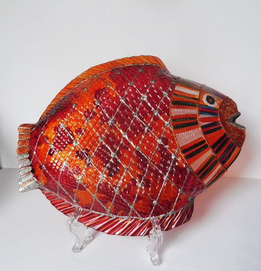 red painted fish plate | decoratve fish plates