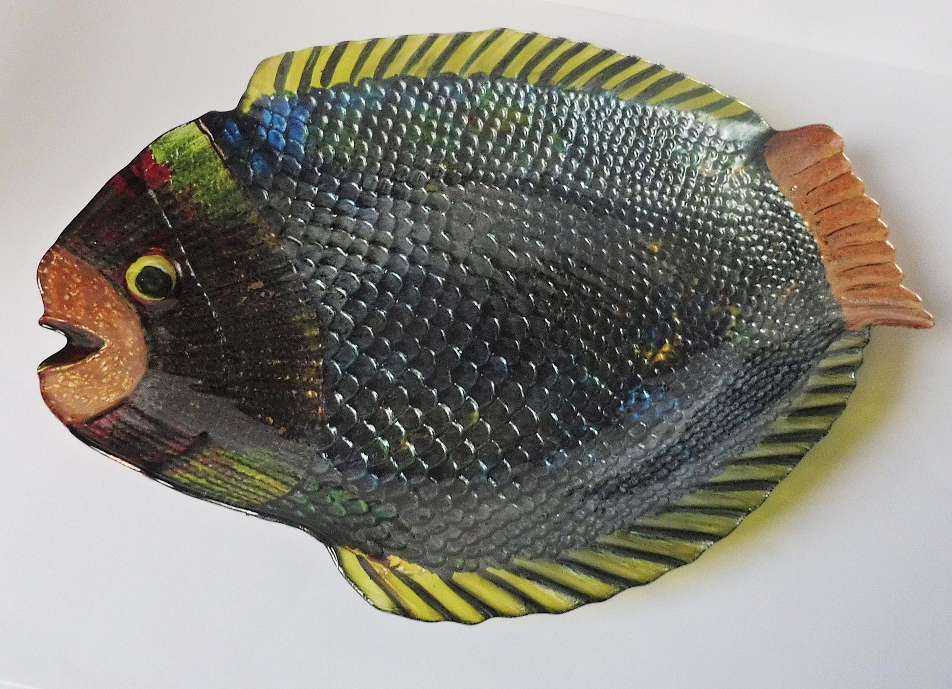 fish plater | painted fish plate | fish nautical decor | fish coastal decor | fish glass plate