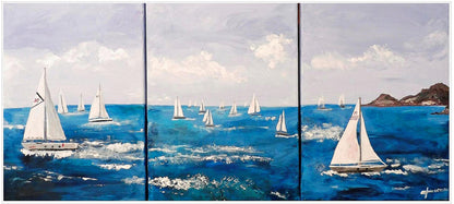 regatta | sailboats painting | sailboats running | summer wind | sunny day