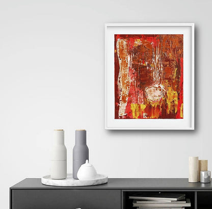 framed abstract painting | red abstract painting | gift 