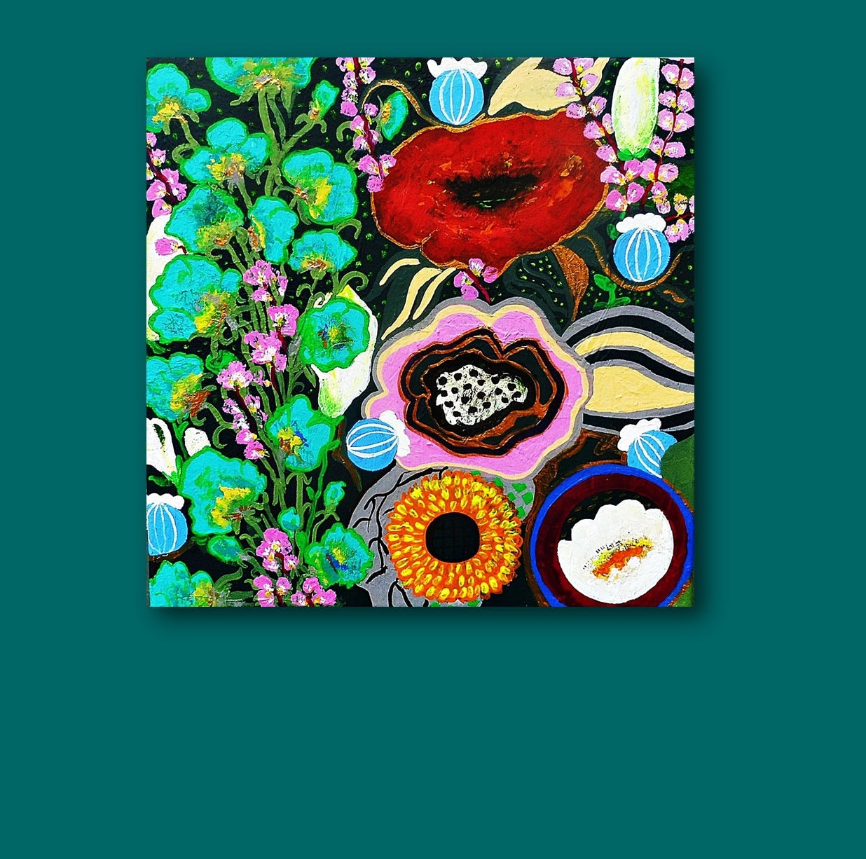 floral paintings for sale | square floral painrings